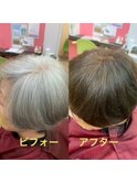 ダメージレス白髪染め＋カット＋トリートメント艶