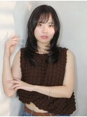 顔周りレイヤー/黒髪/大人女子/シースルーバング/20代30代40代