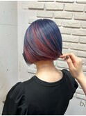インナーピンク/ネイビーカラー/ツートーンカラー/ボブスタイル