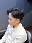 ビジネスツーブロックパーマ ニュアンスパーマ サイドパート