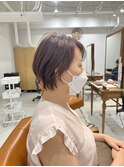 斜めバンググレージュカラーデザインカラーシルキーベージュ