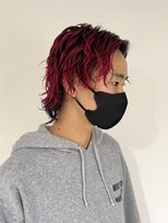 パークレーン アイス イヴェン(park lane ICI yeven)&nbsp;ブリーチパーマ　根本活かし黒×赤　デザインカラー　YUKI