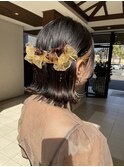 【お呼ばれヘア】リボンが可愛い切っぱなしアレンジ