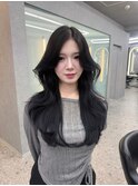 【柿本真優】お客様hair/ブルーブラック/センターパート