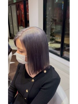 アース いわき店(HAIR&MAKE EARTH) ラベンダーグレージュ×切りっぱなしストレートボブ