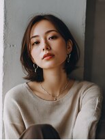 ロッソ 大橋店(Rosso) 長めバングの暗髪外ハネボブ【大橋】