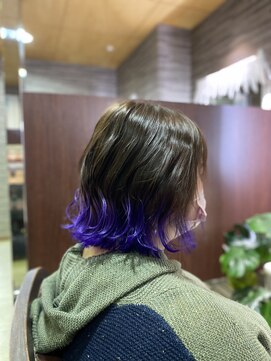 美容室 イルフェドゥ(Il fait doux) 裾カラーパープルボブ