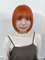 ヘアー アレス(hair ales) オレンジカラー ボブ ミニボブ 顔周りカット ペールカラー