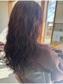 スパイラルパーマ　ピンクベージュ