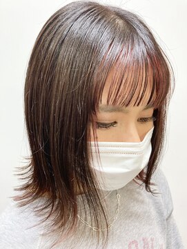 ガルボヘアー 桟橋店(garbo hair) フェイスフレーミングカラー ピンクレッド ボブ