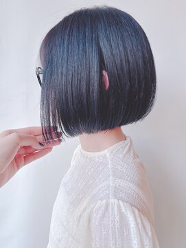 モリオフロムロンドン 原宿本店(morio from London) 【morio 原宿】切りっぱなしボブ ブルーブラック