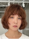 天神大名顔周りレイヤーカットミディアムボブタッセルボブパーマ
