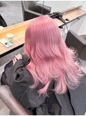 18298ラベンダーダークパープルセミロングレイヤーワンホンヘア