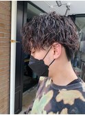 ツイストスパイラルパーマツーブロックメンズマッシュパーマ