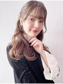ハーフアップウェーブ_外ハネボブセクションカラー_89006