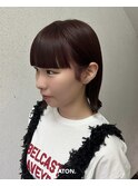 切りっぱなしボブ × 暖色カラー
