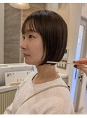 ボブ　ミルクティーベージュ　艶髪　髪質改善カラー　ショート
