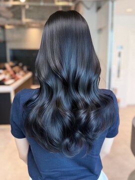 ロンググレージュ韓国ヘア顔周りレイヤー_ba566361