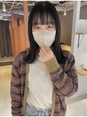 【中澤彩乃】暗髪グレージュシースルー前髪ぱっつん透明感