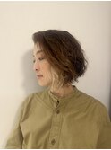 三軒茶屋_レディース_ミディアム_ボブ_コテ巻き_インナーカラー