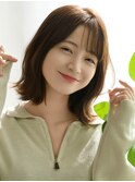 【F】カジュアルかわいいくびれヘアくすみベージュ