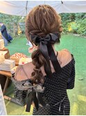 編みおろしスタイル/結婚式/お呼ばれ/ドレス◎