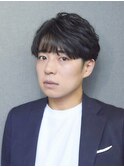 ビジネスツーブロック フェザーパーマ シースルーバング