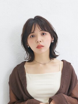 ソーエン バイ ヘッドライト 天文館店(soen by HEADLIGHT) ミディアム黒髪クラゲヘアーオリーブグレー小顔ココアベージュ
