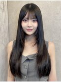 □オリーブグレー×小顔[ココアベージュ/黒髪/くらげヘアー]