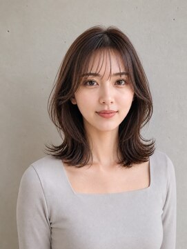 ラックスビーギャラリー なんば駅前店(LUXBE GALLERY) 広がり対策 オリーブブラウン ひし形レイヤーミディアム 30代