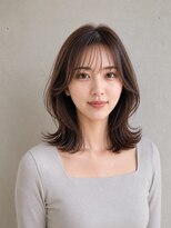 ラックスビーギャラリー なんば駅前店(LUXBE GALLERY) 広がり対策 オリーブブラウン ひし形レイヤーミディアム 30代