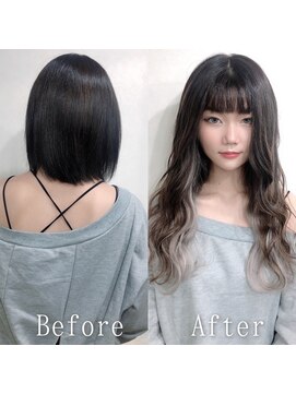 あるじゃんすー 渋谷店 シルバー×ブラック#シールエクステ#ゆるふわウェーブ#卵型#渋谷