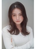 カーキグレージュ ロング 大人かわいい フェザーバング