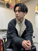 メリケンバーバーショップ フクオカ(MERICAN BARBERSHOP FUK)&nbsp;ハイライトマッシュパーマウルフアッシュブラック