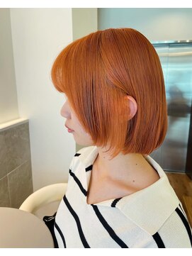 マーキー 名古屋栄(MARQUEE) オレンジブラウン × 前上がりボブ