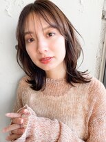 アグノス 青山(Agnos)&nbsp;シースルーバングくびれミディアムヘアメルティカラー薄めバング