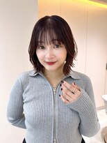 サンド 名古屋(sand)&nbsp;ホワイトグレージュミニウルフデジタルパーマチェリーブラウン