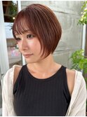 丸みボブ/ショートボブ/アイリス/オレンジ