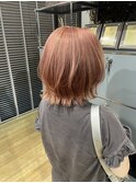 レイヤーボブ×オレンジピンクベージュ
