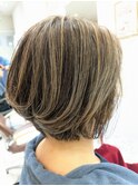 白髪ぼかしハイライト 明るい白髪染め 40代 50代