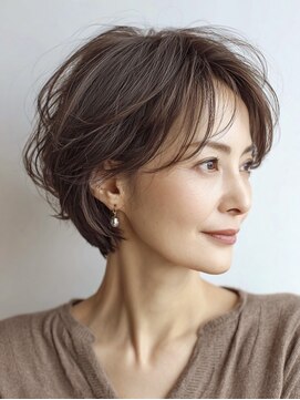 白髪ぼかし似合わせ大人ショート30代40代50代60代◎