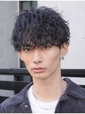 渋谷メンズパーマサーフカール波巻きパーマセンターパートウルフ