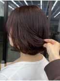 ◎小顔前髪顔まわりピンクブラウンミディアムボブ