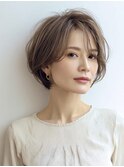 ミセスショートボブ白髪ぼかし脱白髪染め40代50代60代♪