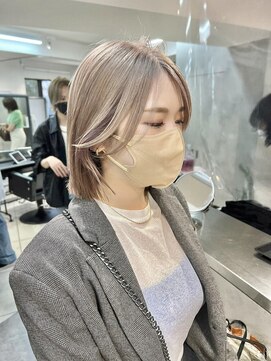 ヴェイン 渋谷(vain) ミルクティベージュ×切りっぱなしボブ