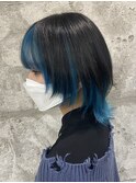 □デザインカラーレイヤーカットウエットヘアオリーブベージュ