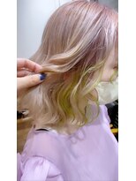 ヘアーワークス ボナ(HAIR WORKS bona.) 似合わせカット×インナーカラー【ライトグリーンオンベージュ】