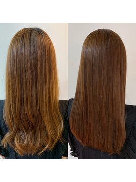 カラーワールド カンナヘアーメゾン(color world canna hair maison) 髪質改善ビフォーアフター 縮毛矯正 ツヤ髪暗髪ブラウン