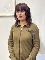 ヘアー アイス 御器所本店(HAIR ICI)&nbsp;大人かわいいミディアムパーマレッドブラウンカラー