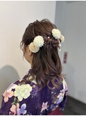 ナチュラルハーフアップ+フラワー